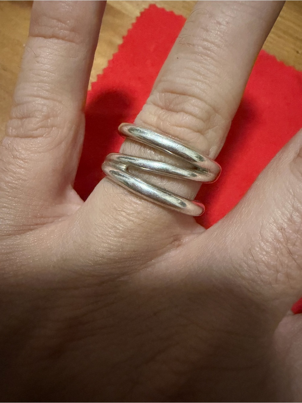Tiffany & Co. Sterling Silver Triple-Band Open Ring - Silver - Size 7/7.5 - Picture 4 of 5